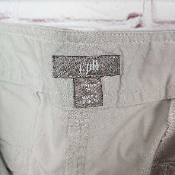 J. Jill Gray Cotton Stretch Bermuda Lightweight Summer Cropped Pants Women's 16 - Picture 7 of 8
